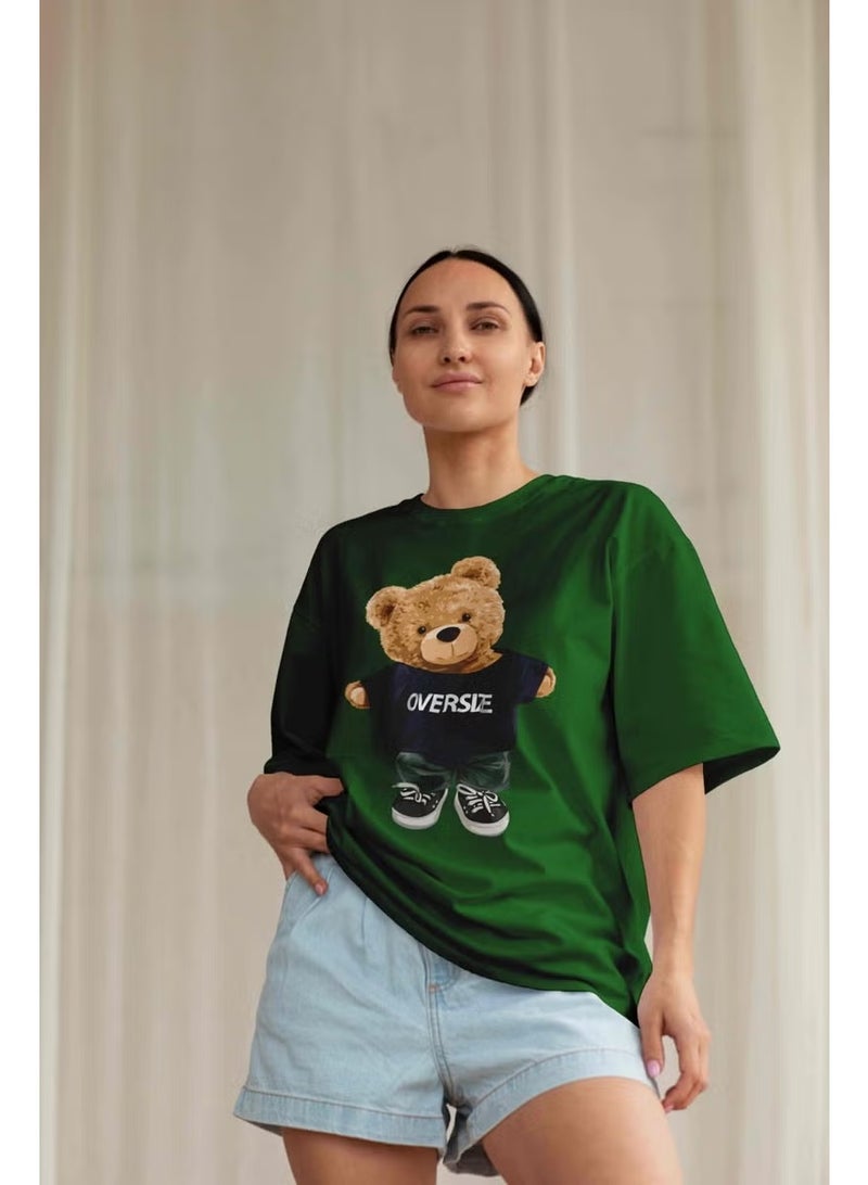 DogFish Women's Dark Green Cotton Crew Neck Crop T-Shirt - Image 4